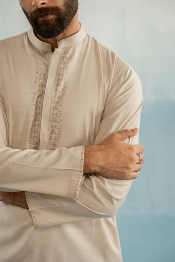 'Brown' Embroidered Kurta Pajama